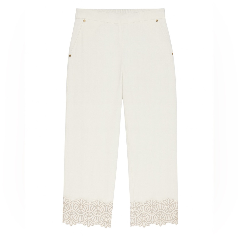 Anne Klein Cream Textured Linen Pants